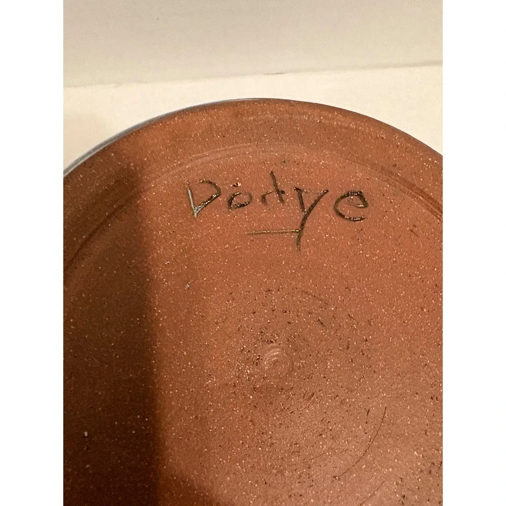 Dodge Studio Pottery Ruffled Bowl Set Purple Brown Glaze Signed Handcrafted 2pc